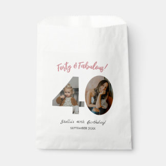 Sachets En Papier Quarante & Fabuleux Photo personnalisée 40e annive