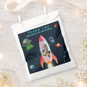 Sachets En Papier Quatre grands avec photos 4e anniversaire Rocket