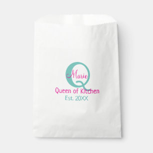 Sachets En Papier Queen of cuisine monogramme vert rose simple minim