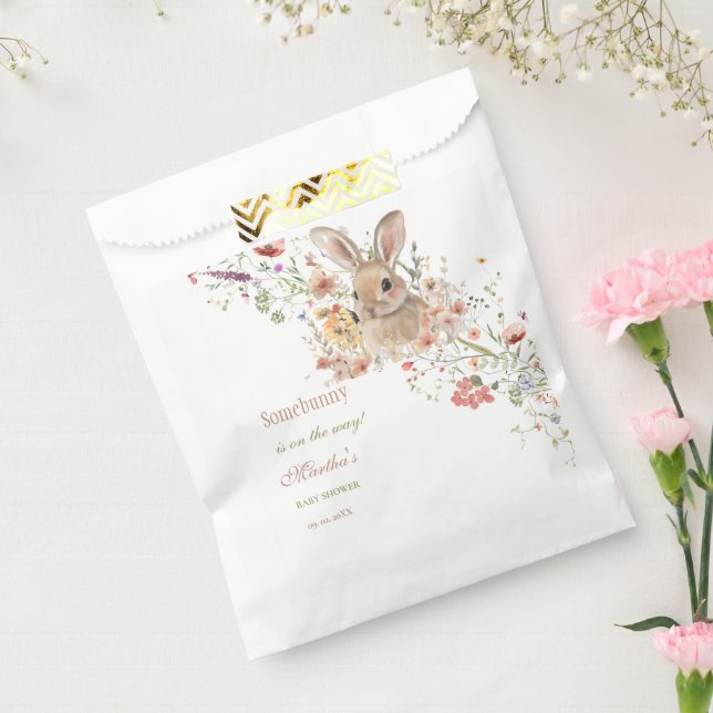 Sachets En Papier Quelque chose sur le chemin baby shower Fleur sauv (Scellé)