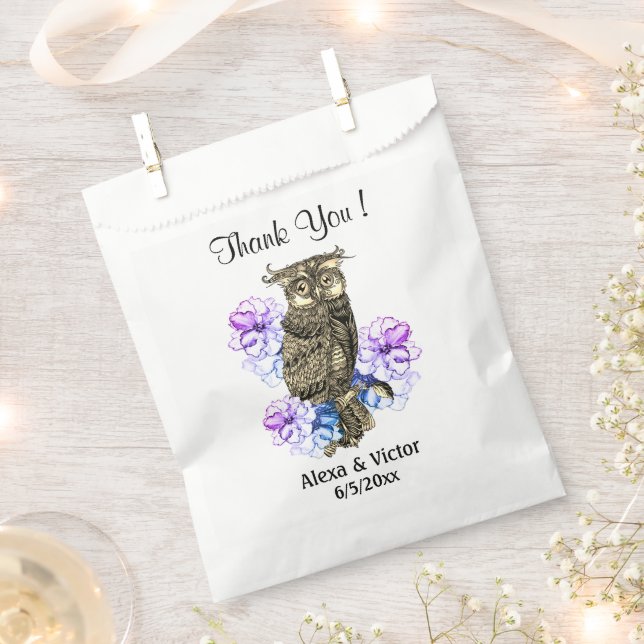 Sachets En Papier Qui ? Sac Faveur Merci Violet Marié (Coupé)