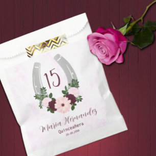 Sachets En Papier Quinceanera Floral Western Horseshoe