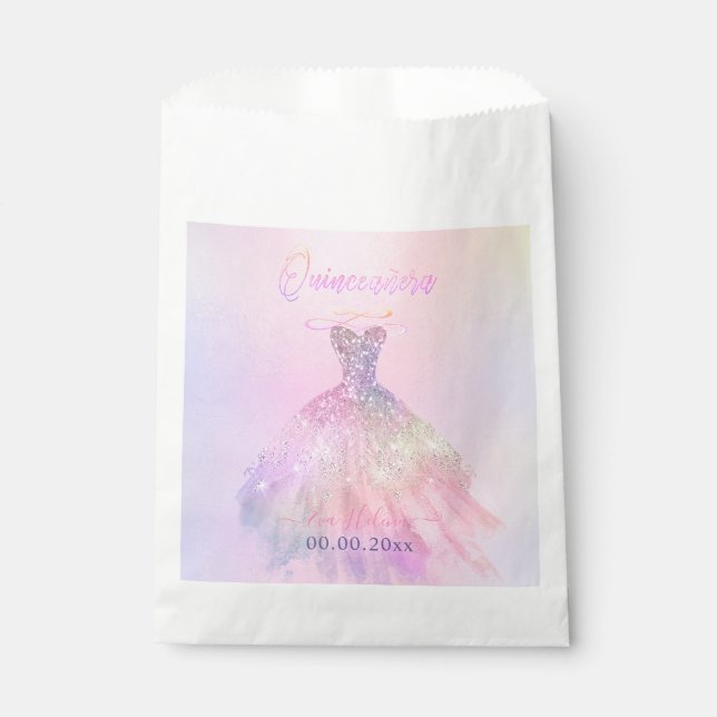 Sachets En Papier Quinceañera, Sparkle Gown, Coton Candy (Devant)