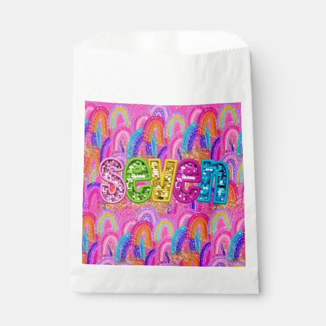 Sachets En Papier Rainbow 7e anniversaire (Devant)