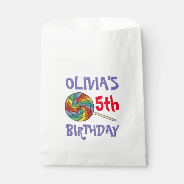 Sachets En Papier Rainbow Lollipop Sweet Candy Bonne fête d'annivers (Devant)