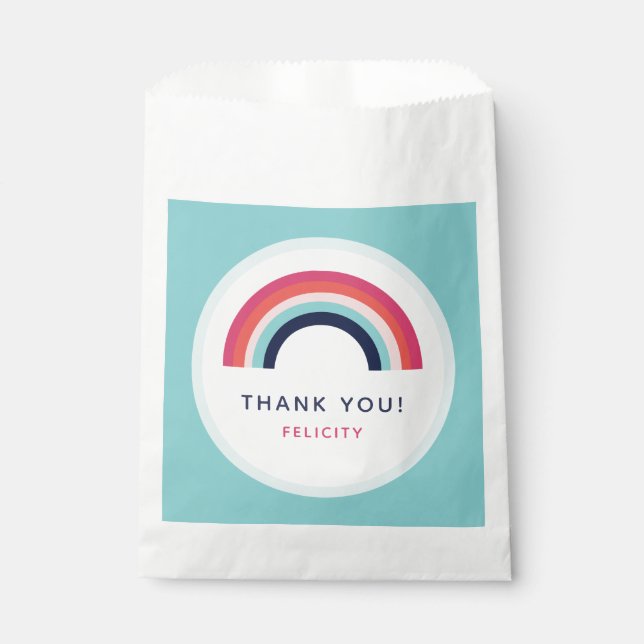 Sachets En Papier Rainbow Party Nom personnalisé Age rose bleu (Devant)
