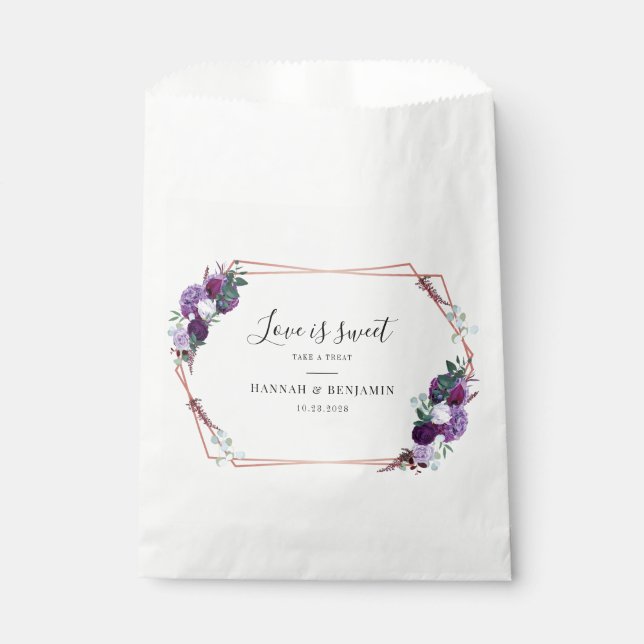 Sachets En Papier Réception de mariage avec cadre géométrique floral (Devant)