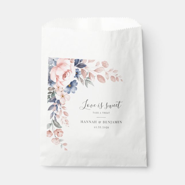 Sachets En Papier Réception de mariage botanique rose (Devant)