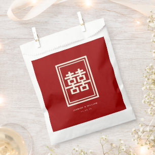 Sachets En Papier Rectangle double bonheur Mariage chinois classique
