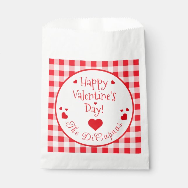 Sachets En Papier Red Check Red Hearts Valentine's Day (Devant)