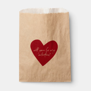Sachets En Papier Red Heart Script Valentines Day Kraft