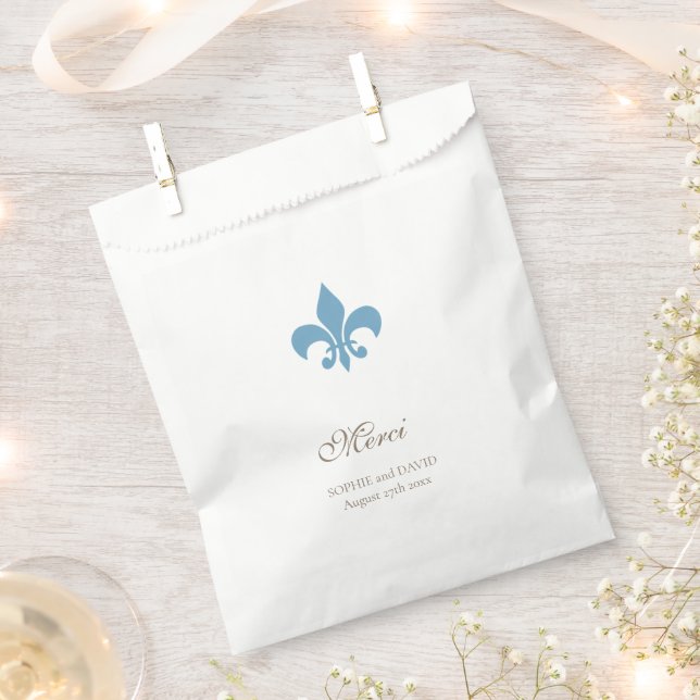 Sachets En Papier Regency French Blue Fleur de Lis Mariage Merci (Coupé)