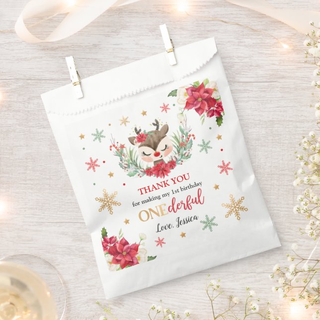 Sachets En Papier Reindeer Noël 1er anniversaire Red Winter Deer (Coupé)