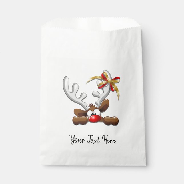 Sachets En Papier Reindeer Puzzled drôle Caractère de Noël (Devant)