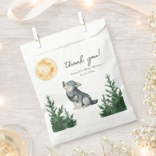 Sachets En Papier Remerciement Baby Shower Loup Aquarelle