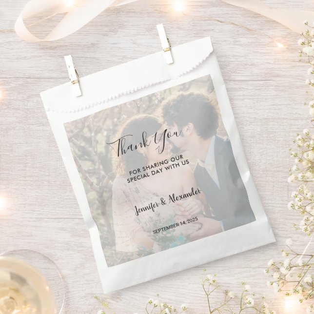 Sachets En Papier Remerciement de mariage photo élégant rustique (Coupé)