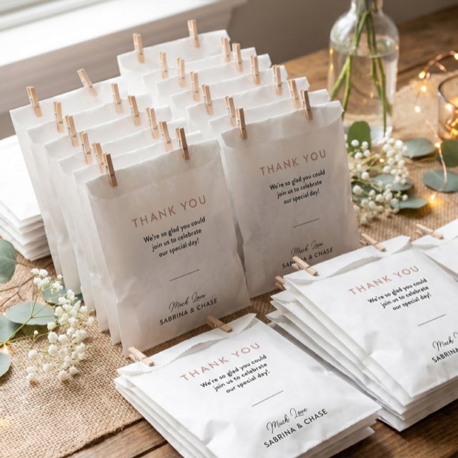 Sachets En Papier Remerciement de mariage Rose Blush Moderne (Créateur téléchargé)