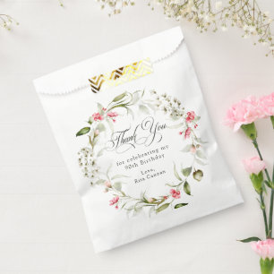 Sachets En Papier Remerciement floral rose pour 90e anniversaire