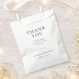Sachets En Papier Remerciements Élégant en Caractère Serif Noir