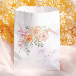 Sachets En Papier Remerciements pour une Baby Shower Fille Fleurs de