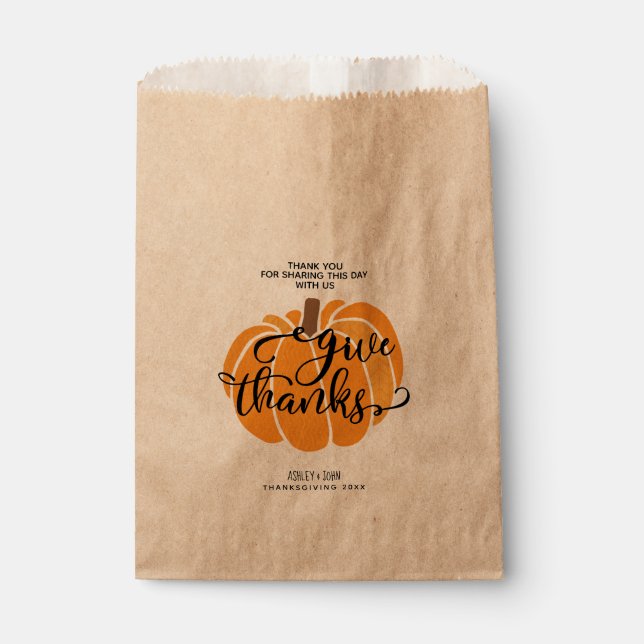 Sachets En Papier Remercier Citrouille (Devant)