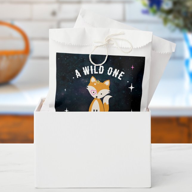 Sachets En Papier Renard cosmique Wild One Rose Girl Baby shower (Créateur téléchargé)