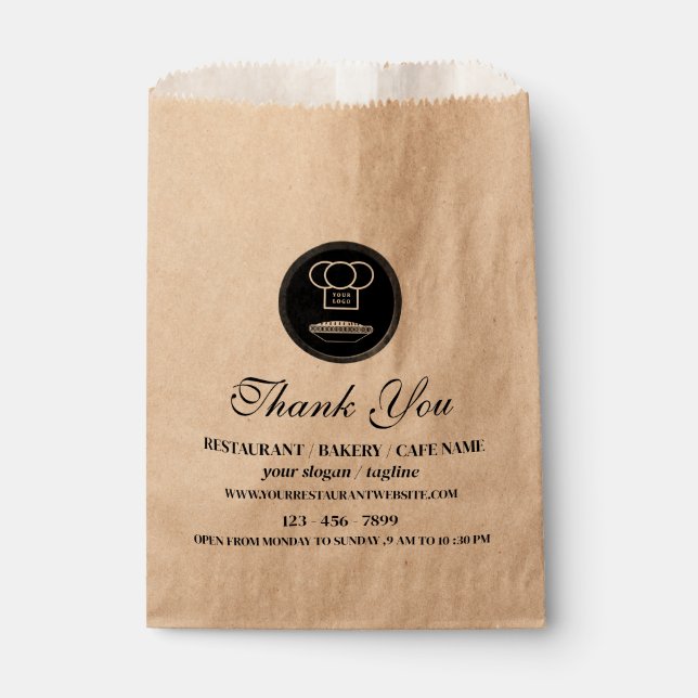 Sachets En Papier Restaurant Brown Boulangerie Alimentation Logo per (Devant)