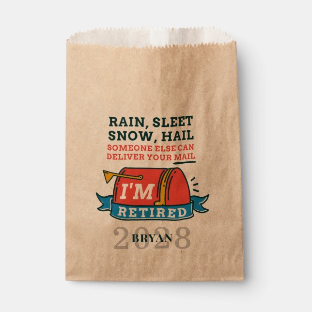 Sachets En Papier Retraité Poste Travailleur Mailman Parti de retrai (Devant)