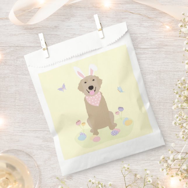 Sachets En Papier Retriever doré Bunny de Pâques (Coupé)