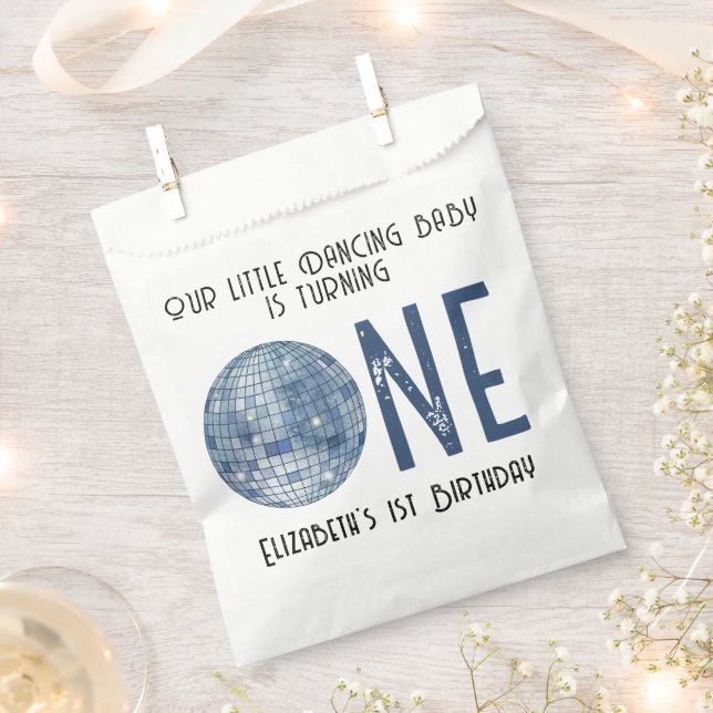 Sachets En Papier Retro Disco Ball First Birthday Party (Coupé)