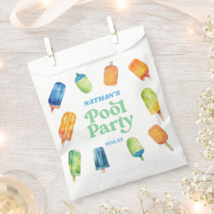 Sachets En Papier Retro Popsicle Birthday Pool Affiche de bienvenue 