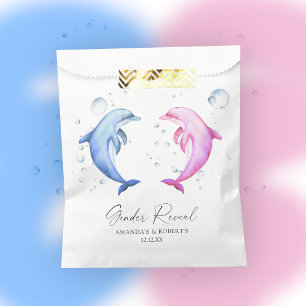 Sachets En Papier Révélation du sexe dauphins à l'aquarelle