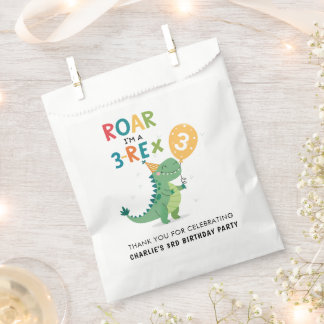 Sachets En Papier Roar Je suis un 3-Rex Enfants Troisième fête d'ann