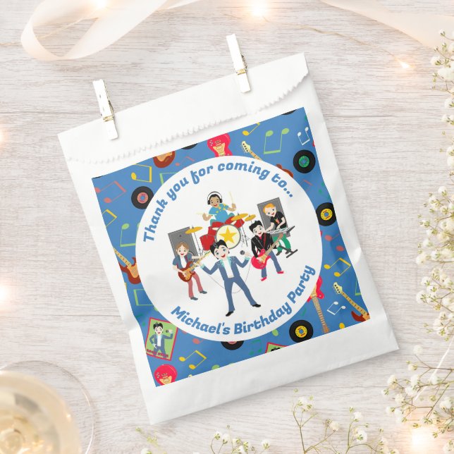 Sachets En Papier Rock Star Boys Band Anniversaire (Coupé)