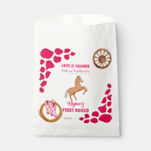 Sachets En Papier Rodeo cowgirl anniversaire vache rose motif poney