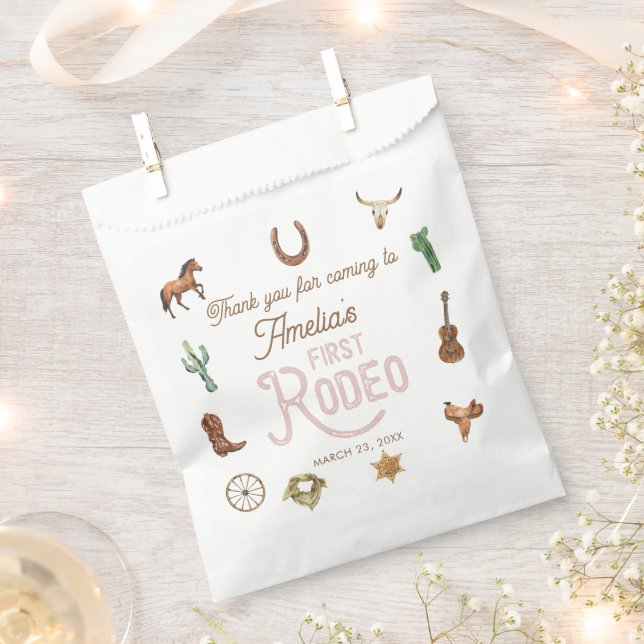 Sachets En Papier Rodéo d'anniversaire rose de l'Ouest (Coupé)