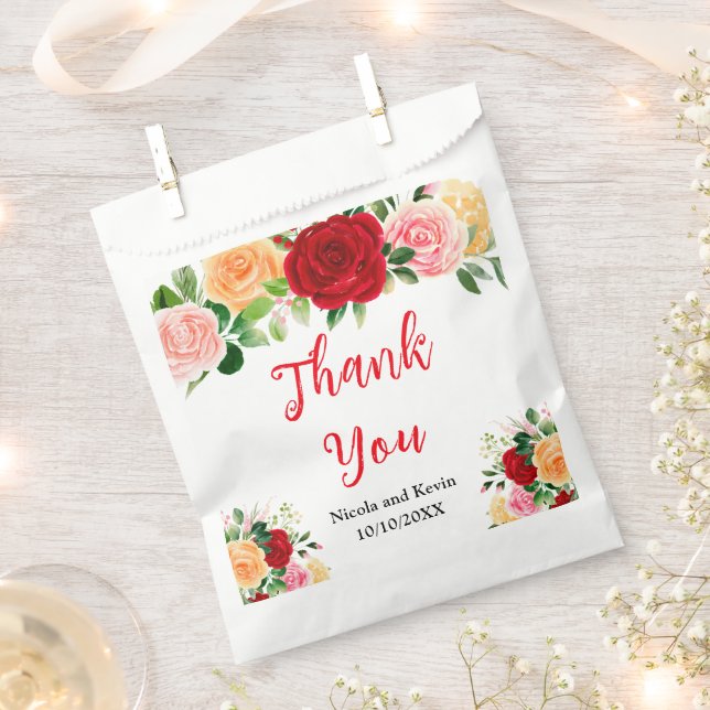 Sachets En Papier Romantic Red and Orange Roses (Coupé)