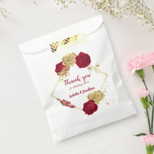 Sachets En Papier Romantique bordeaux or floral