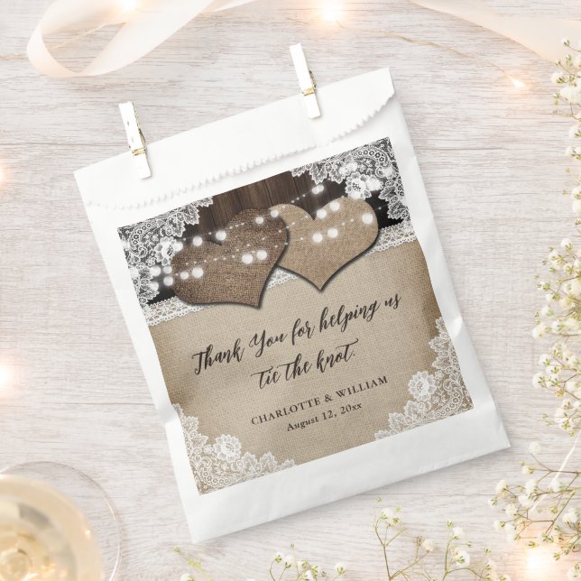 Sachets En Papier Romantique rustique Merci de pays Mariage (Coupé)