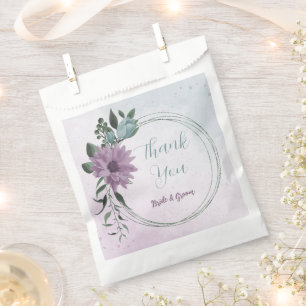 Sachets En Papier romantique violet poussiéreux et fleurs bleues mar