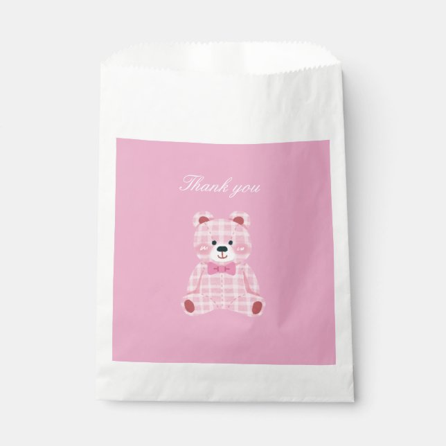 Sachets En Papier Rose En vichy Teddy (Devant)