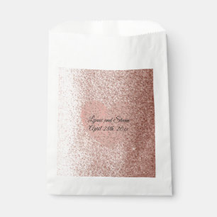 Sachets En Papier Rose Gold Faux Paillettes Cœur