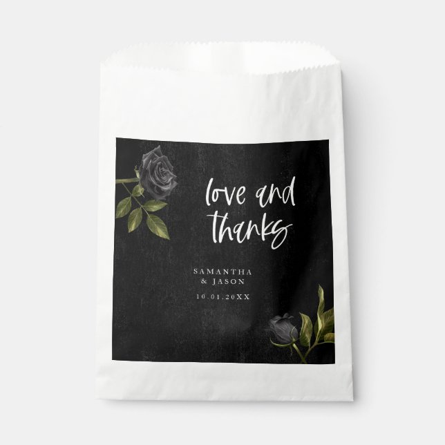 Sachets En Papier Rose gothique Mariage noir (Devant)