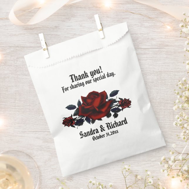 Sachets En Papier Rose rouge gothique Mariage blanc personnel (Coupé)