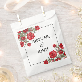 Sachets En Papier Rose rouge Mariage floral