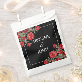 Sachets En Papier Rose rouge Mariage floral