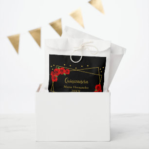 Sachets En Papier Rose rouge Noir et or Quinceañera