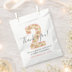 Sachets En Papier Rose Shabby Chic Merci 2e Anniversaire Personnalis