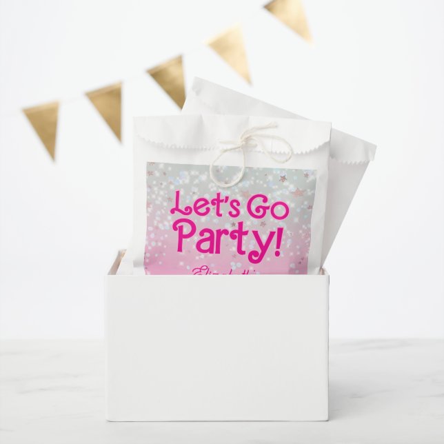 Sachets En Papier Rose Tendance Allons Fêter Anniversaire  (Fête)
