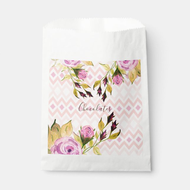 Sachets En Papier Roses floraux pourpres (Devant)